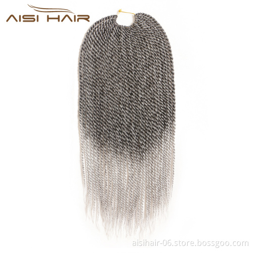 Aisi Hair Senegalese Twist Crochet Hair Ombre Brown Grey Purple Bug Synthetic Braiding Hair Extensions for Women